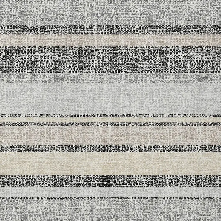 5' X 8' Black And Silver Striped Washable Indoor Outdoor Area Rug