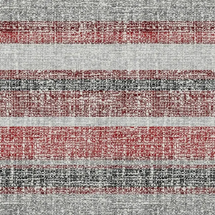 8' X 10' Burgundy And Silver Striped Washable Indoor Outdoor Area Rug