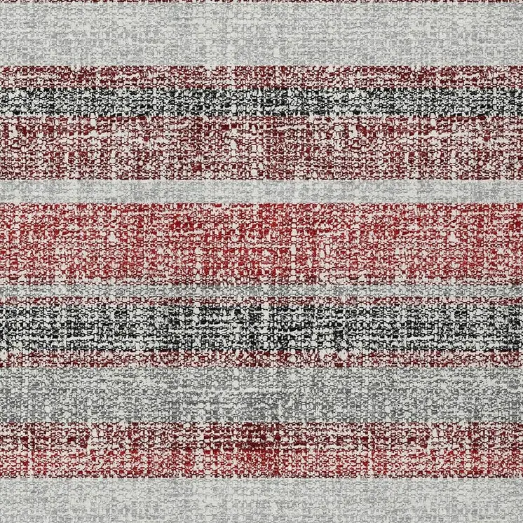 9' X 12' Burgundy And Silver Striped Washable Indoor Outdoor Area Rug