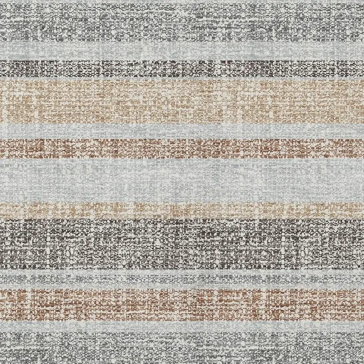 3' X 5' Gray And Silver Striped Washable Indoor Outdoor Area Rug