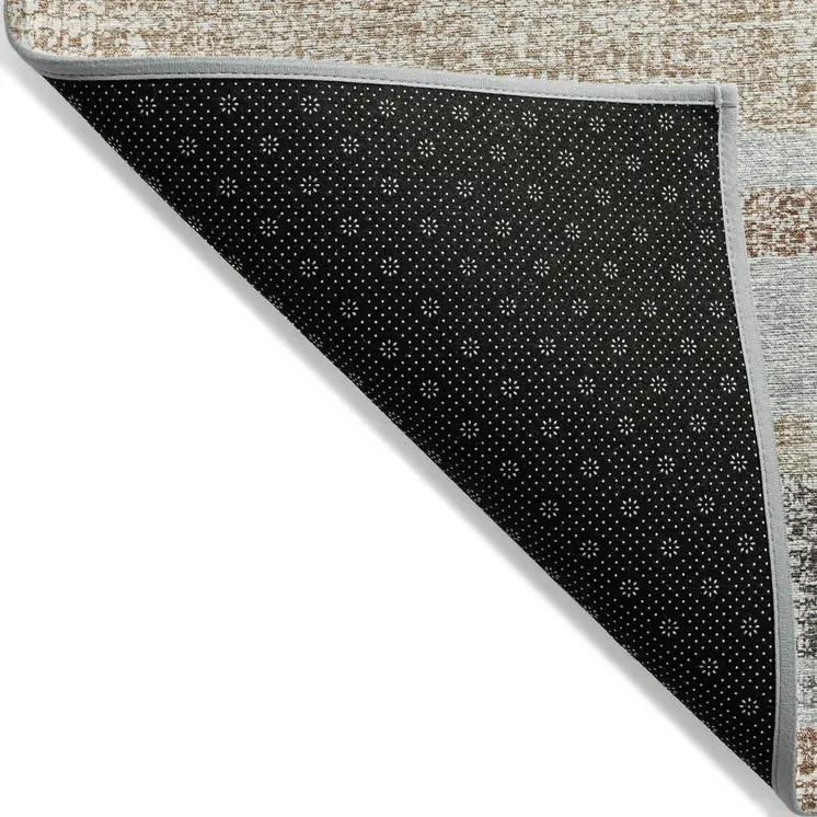 8' X 10' Gray And Silver Striped Washable Indoor Outdoor Area Rug