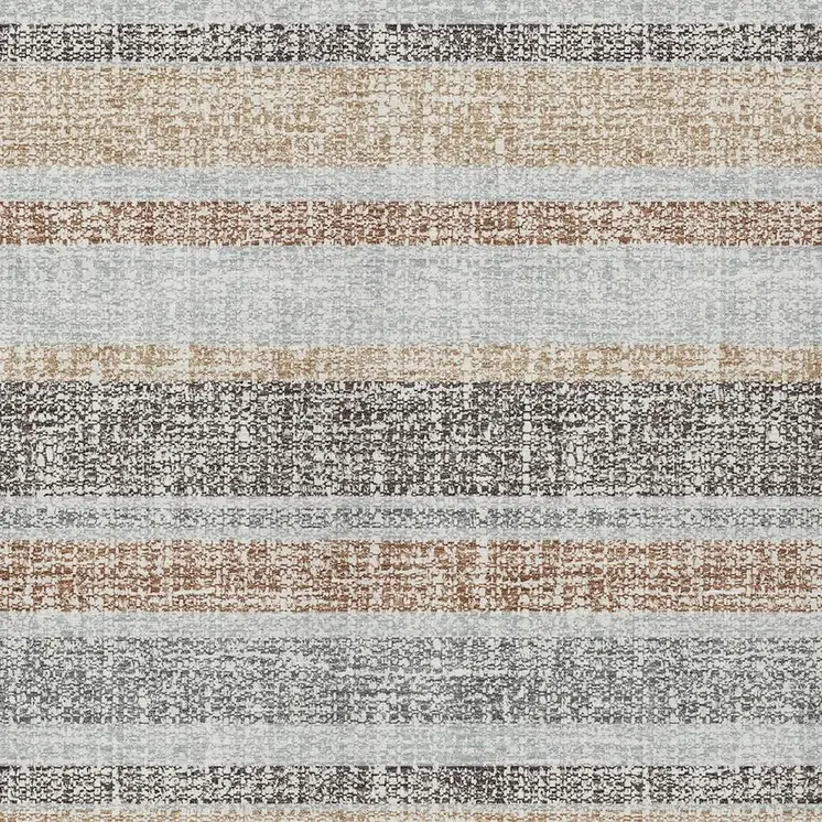 9' X 12' Gray And Silver Striped Washable Indoor Outdoor Area Rug