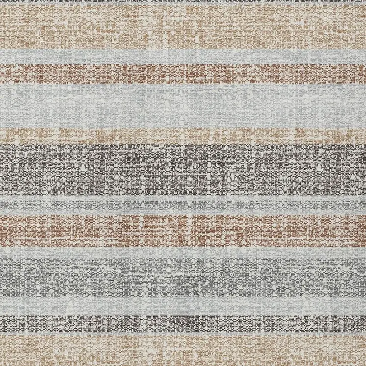 9' X 12' Gray And Silver Striped Washable Indoor Outdoor Area Rug