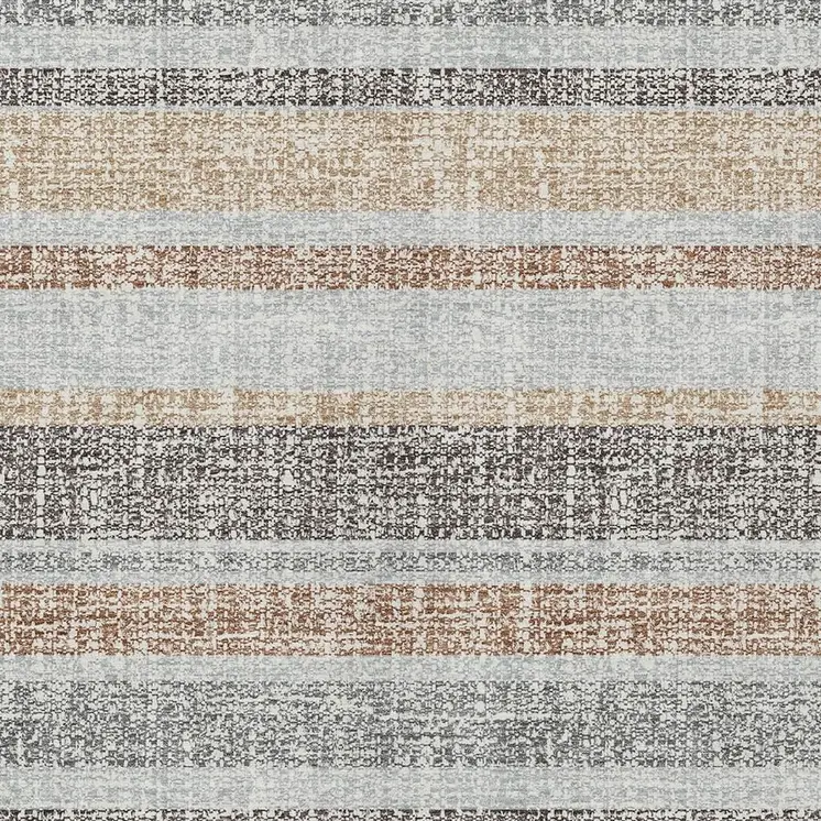 10' X 14' Gray And Silver Striped Washable Indoor Outdoor Area Rug