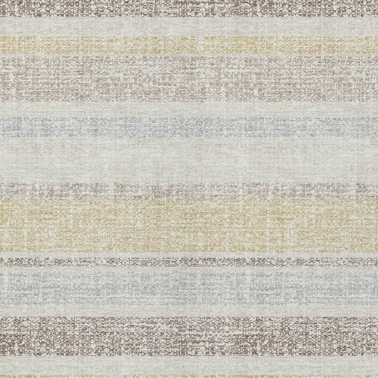 3' X 5' Ivory And Beige Striped Washable Indoor Outdoor Area Rug