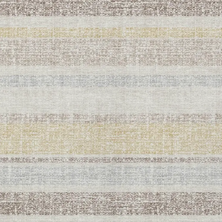 5' X 8' Ivory And Beige Striped Washable Indoor Outdoor Area Rug