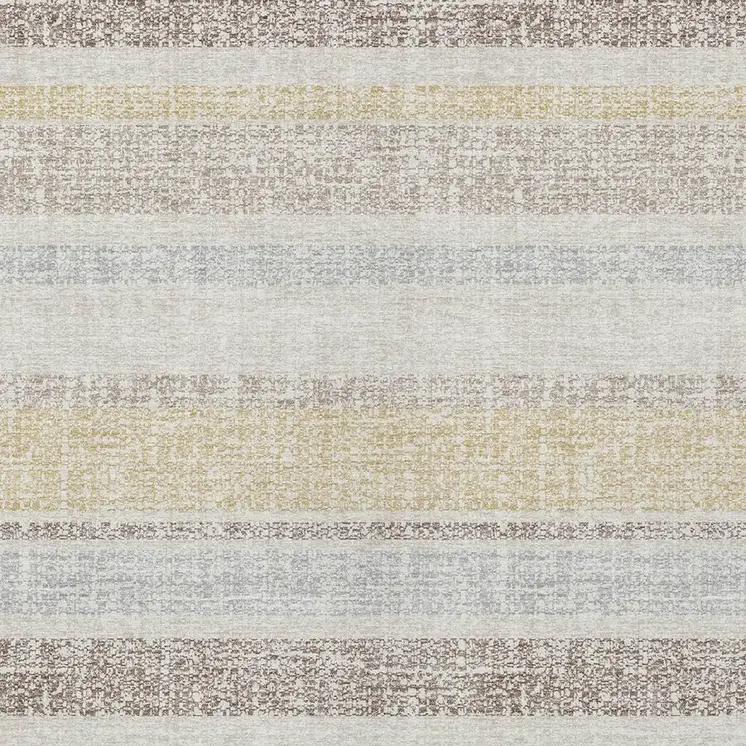 8' X 10' Ivory And Beige Striped Washable Indoor Outdoor Area Rug