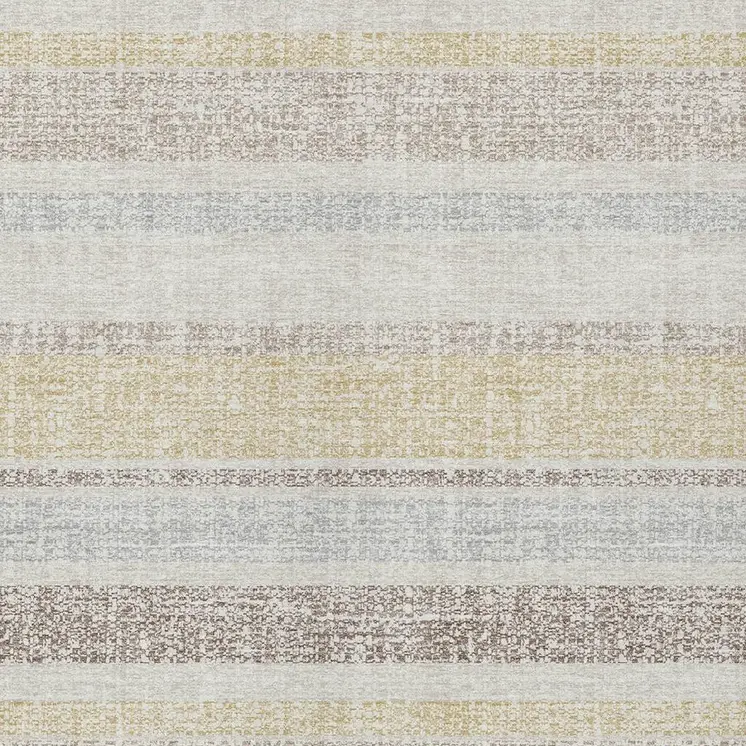 8' X 10' Ivory And Beige Striped Washable Indoor Outdoor Area Rug