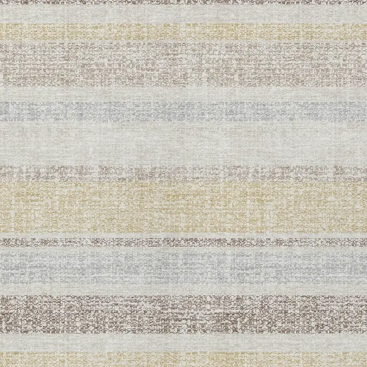 8' X 10' Ivory And Beige Striped Washable Indoor Outdoor Area Rug