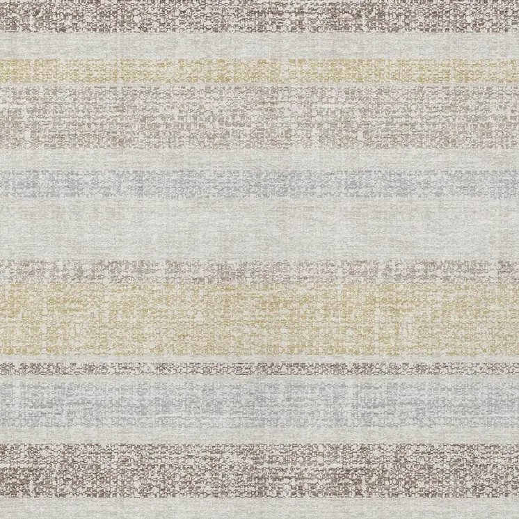 9' X 12' Ivory And Beige Striped Washable Indoor Outdoor Area Rug
