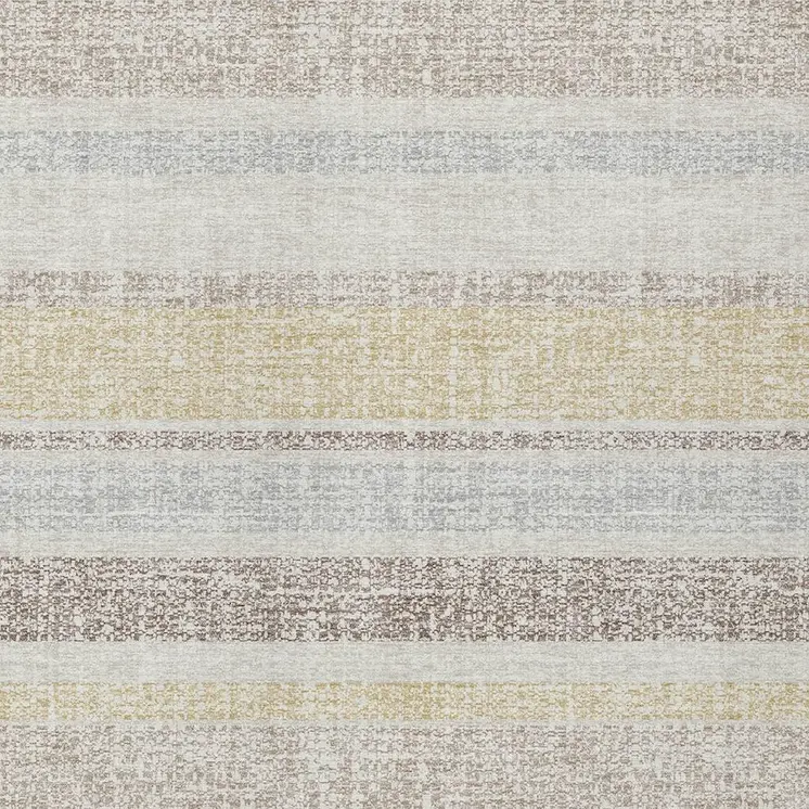 10' X 14' Ivory And Beige Striped Washable Indoor Outdoor Area Rug