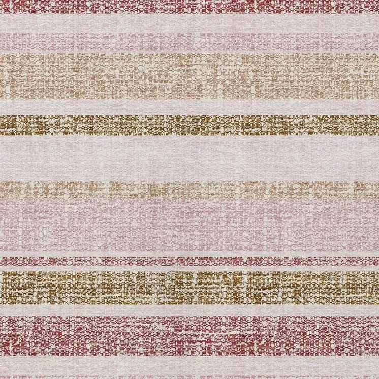 5' X 8' Pink And Beige Striped Washable Indoor Outdoor Area Rug