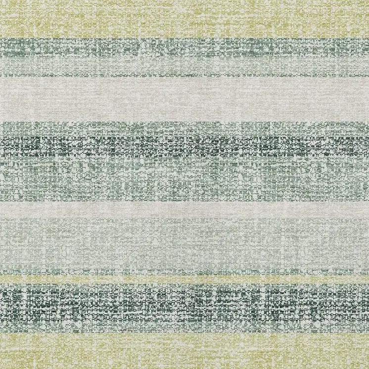 5' X 8' Pale Aqua And Lime Green Striped Washable Indoor Outdoor Area Rug
