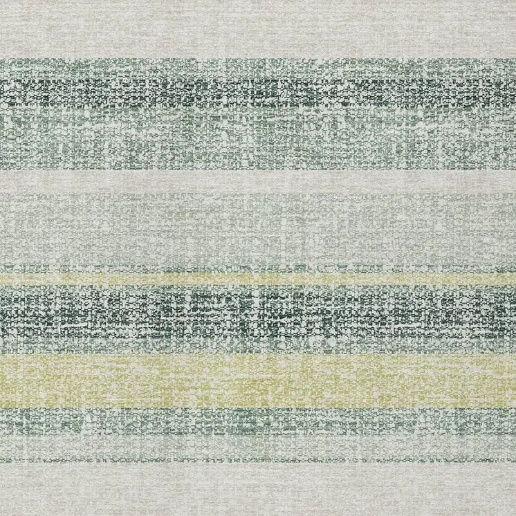 5' X 8' Pale Aqua And Lime Green Striped Washable Indoor Outdoor Area Rug