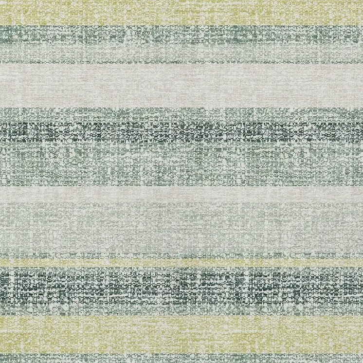 5' X 8' Pale Aqua And Lime Green Striped Washable Indoor Outdoor Area Rug