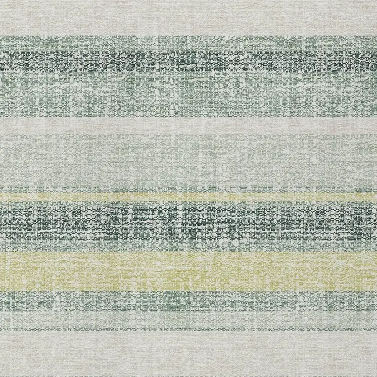 9' X 12' Pale Aqua And Lime Green Striped Washable Indoor Outdoor Area Rug
