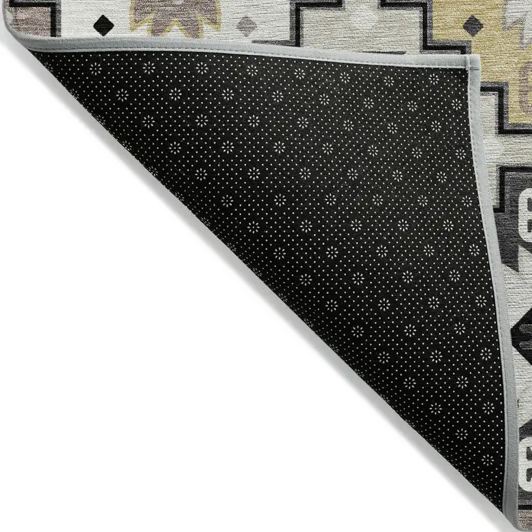 10' X 14' Black Wheat And Gray Southwestern Washable Indoor Outdoor Area Rug