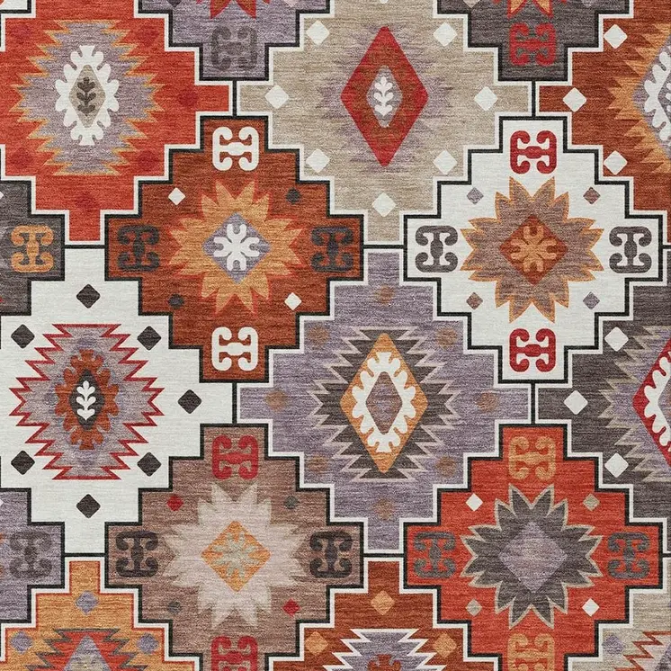 3' X 5' Rust Lavender And Ivory Southwestern Washable Indoor Outdoor Area Rug
