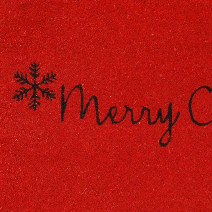 17" X 29" Red And Black Coir Merry Christmas Outdoor Door Mat