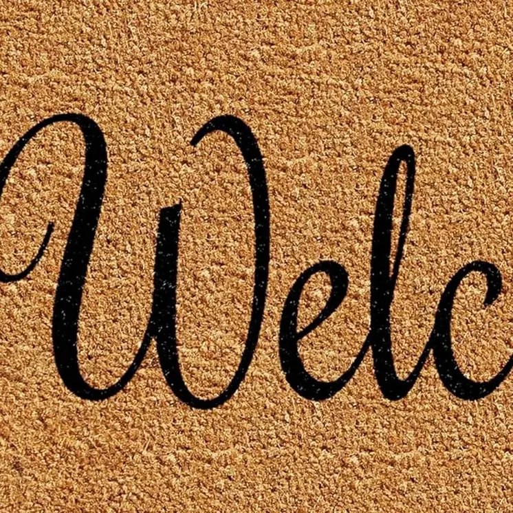 17" X 29" Natural And Black Pineapple Welcome Outdoor Coir Door Mat