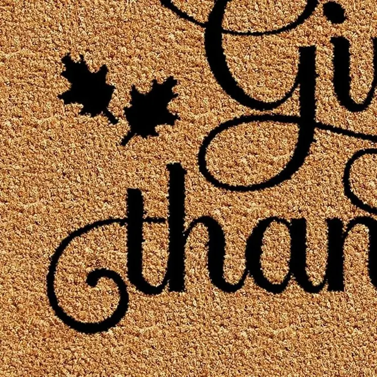 17" X 29" Black And Natural Coir Give Thanks Outdoor Door Mat