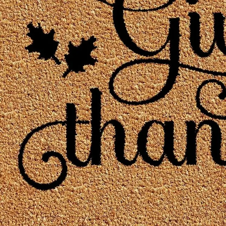 17" X 29" Black And Natural Coir Give Thanks Outdoor Door Mat