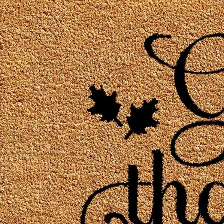 17" X 29" Black And Natural Coir Give Thanks Outdoor Door Mat