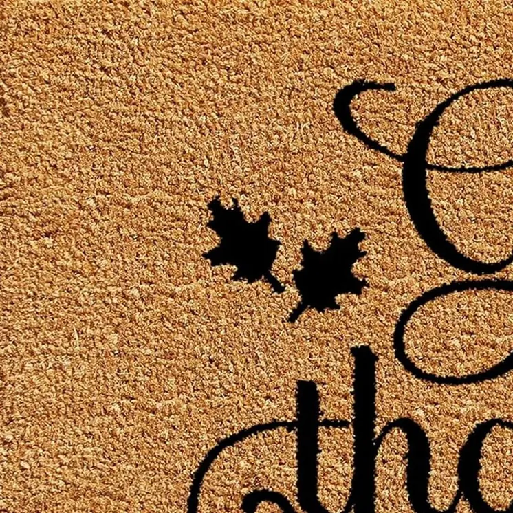 17" X 29" Black And Natural Coir Give Thanks Outdoor Door Mat