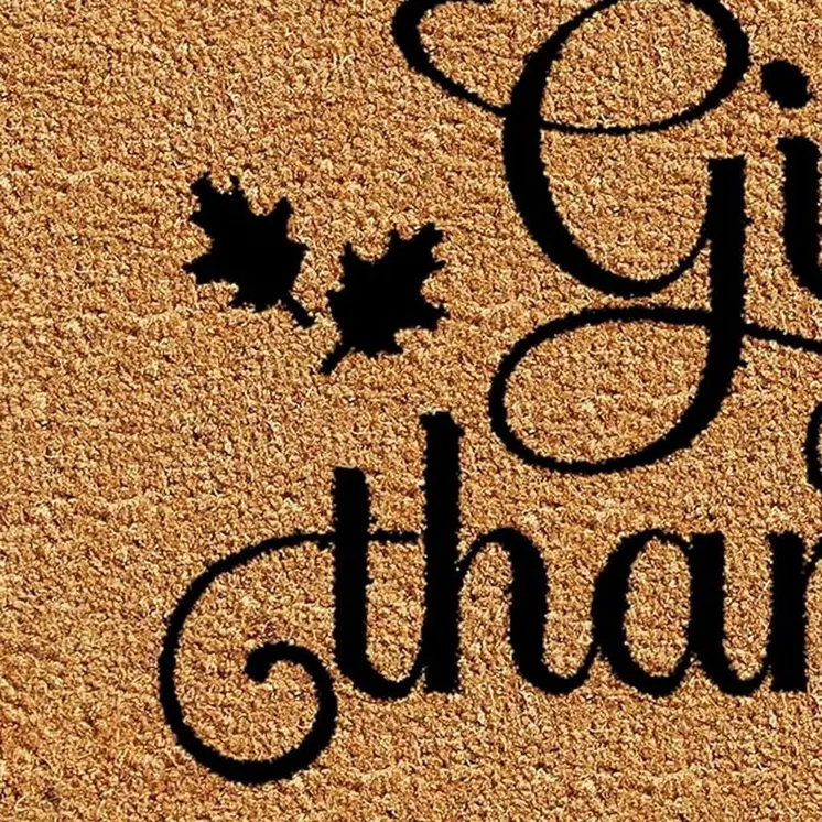 17" X 29" Black And Natural Coir Give Thanks Outdoor Door Mat