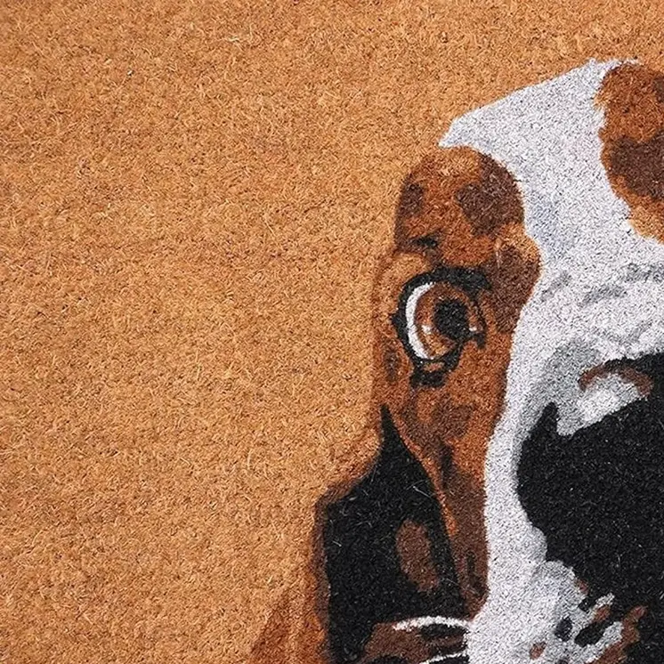 17" X 29" Natural And Red Coir Dog Outdoor Door Mat