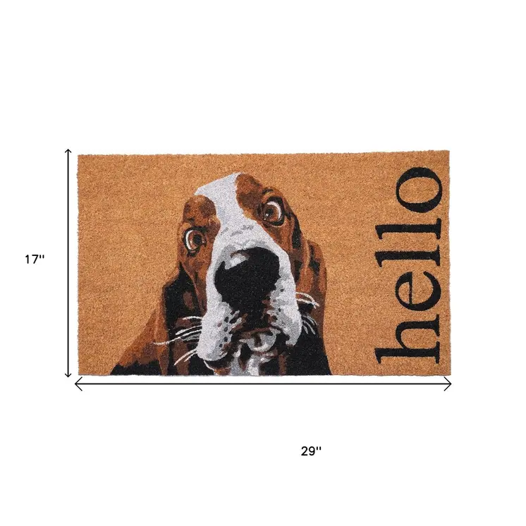 17" X 29" Natural And Red Coir Dog Outdoor Door Mat
