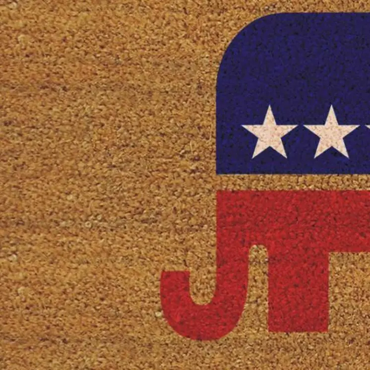 17" X 29" Natural Red White And Blue Republican Coir Outdoor Door Mat