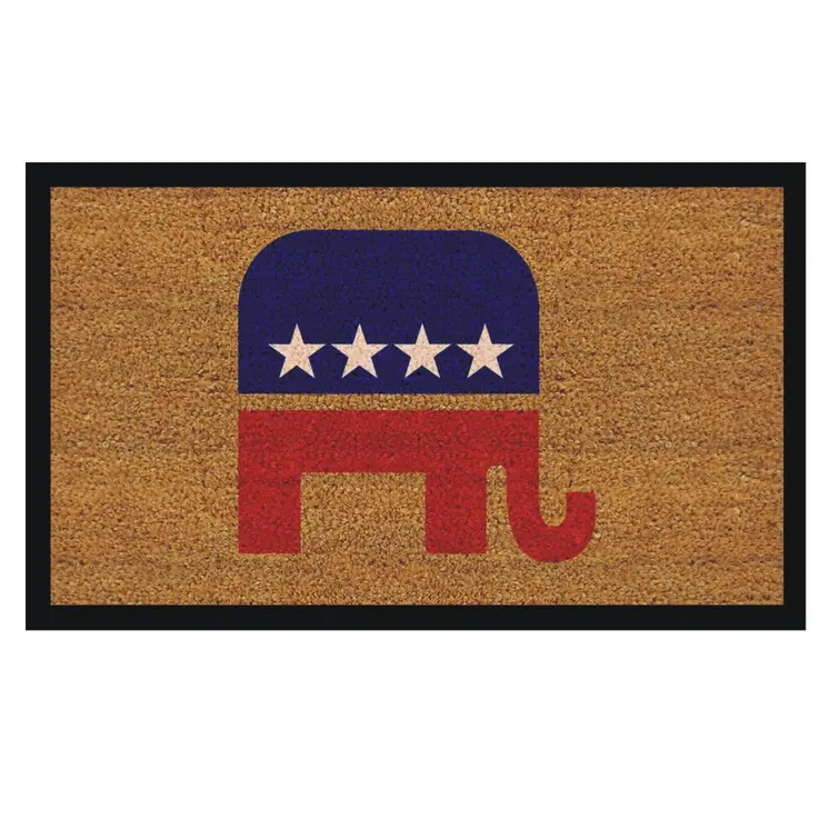 17" X 29" Natural Red White And Blue Republican Coir Outdoor Door Mat