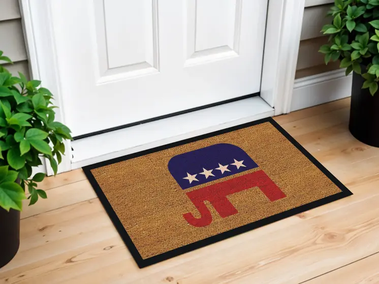 17" X 29" Natural Red White And Blue Republican Coir Outdoor Door Mat