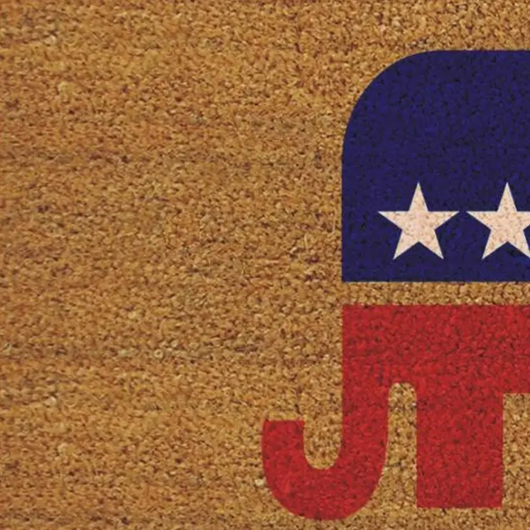 17" X 29" Natural Red White And Blue Republican Coir Outdoor Door Mat