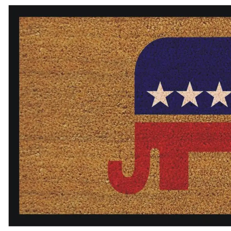 17" X 29" Natural Red White And Blue Republican Coir Outdoor Door Mat