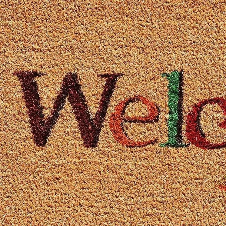 17" X 29" Natural And Orange Fall Leaves Welcome Coir Outdoor Door Mat