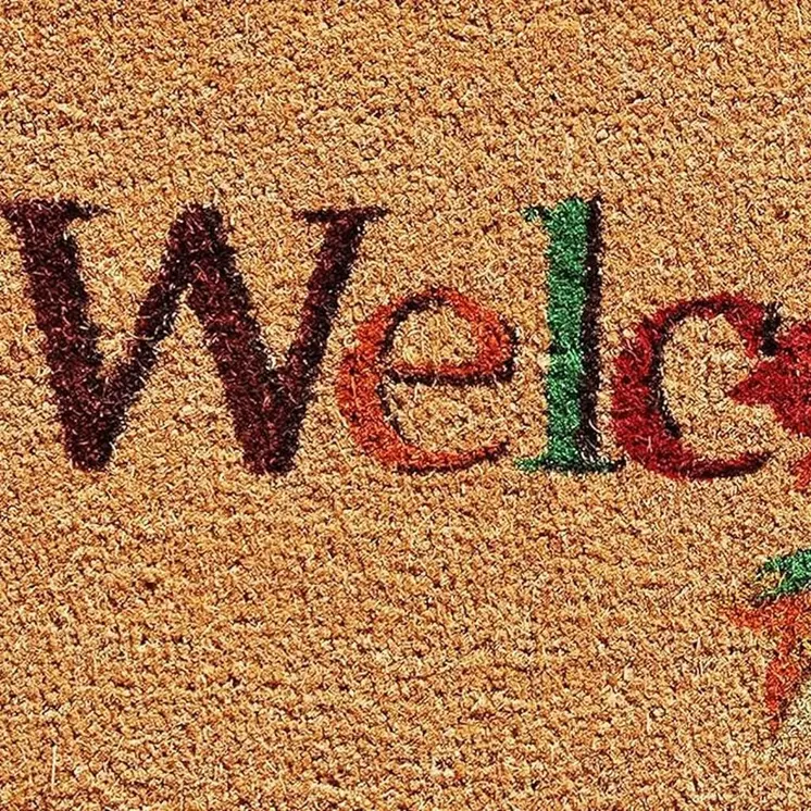 17" X 29" Natural And Orange Fall Leaves Welcome Coir Outdoor Door Mat