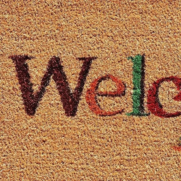 17" X 29" Natural And Orange Fall Leaves Welcome Coir Outdoor Door Mat