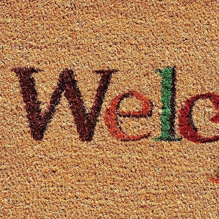 17" X 29" Natural And Orange Fall Leaves Welcome Coir Outdoor Door Mat