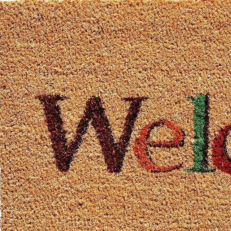 17" X 29" Natural And Orange Fall Leaves Welcome Coir Outdoor Door Mat