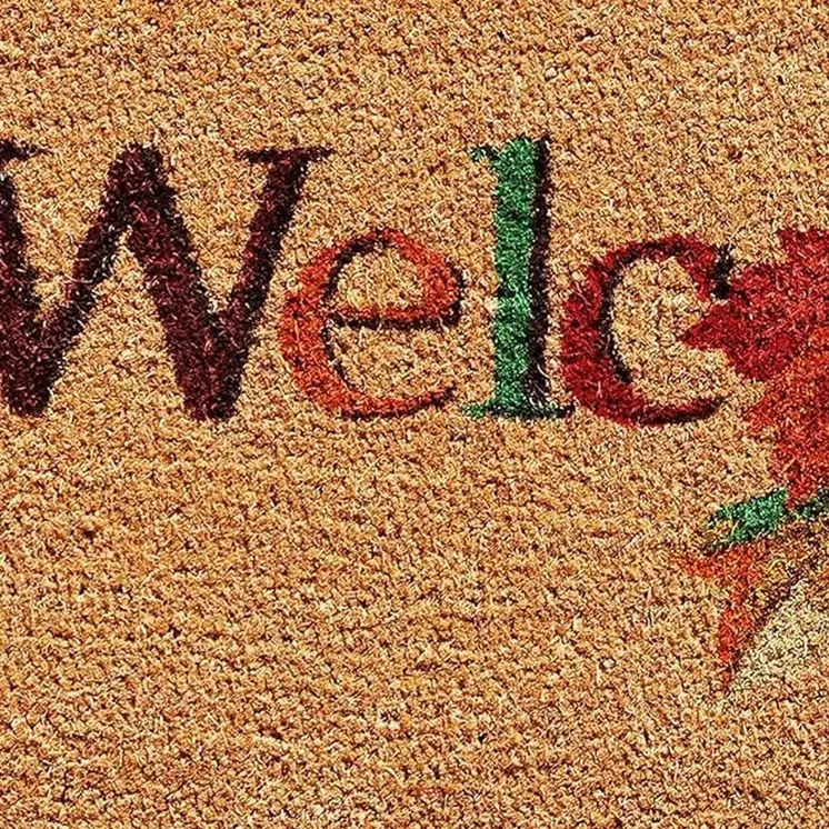 17" X 29" Natural And Orange Fall Leaves Welcome Coir Outdoor Door Mat