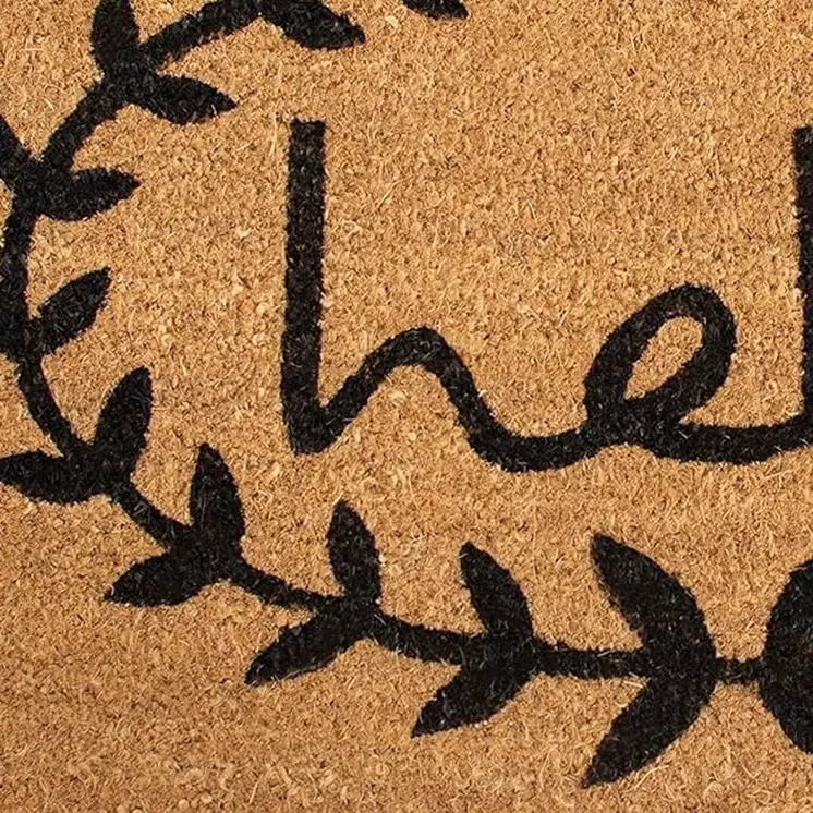 17" X 29" Natural And Black Hello Outdoor Coir Door Mat