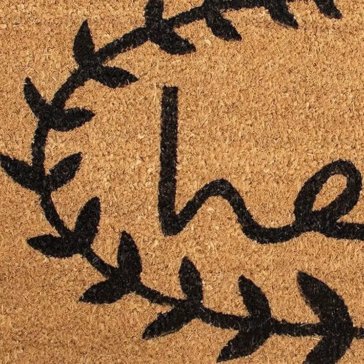 17" X 29" Natural And Black Hello Outdoor Coir Door Mat
