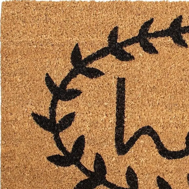 17" X 29" Natural And Black Hello Outdoor Coir Door Mat