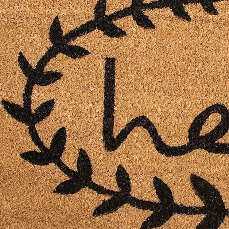 17" X 29" Natural And Black Hello Outdoor Coir Door Mat