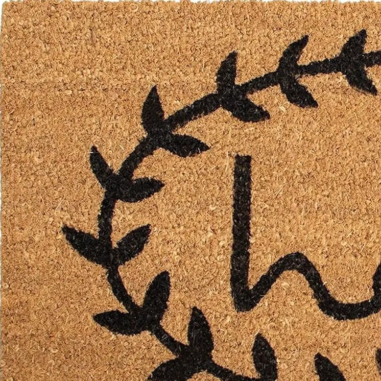 17" X 29" Natural And Black Hello Outdoor Coir Door Mat
