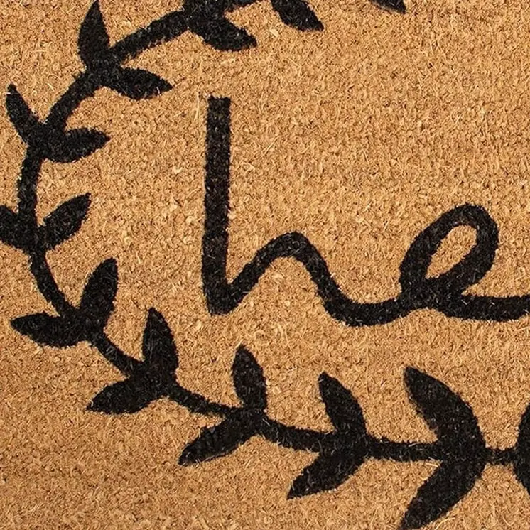 17" X 29" Natural And Black Hello Outdoor Coir Door Mat