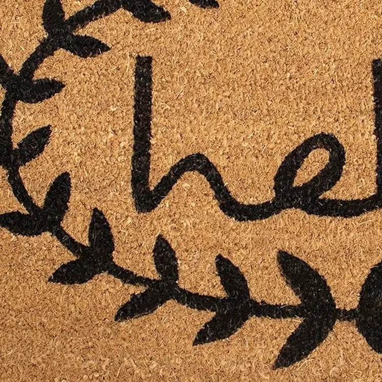 17" X 29" Natural And Black Hello Outdoor Coir Door Mat