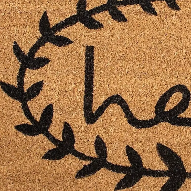 17" X 29" Natural And Black Hello Outdoor Coir Door Mat